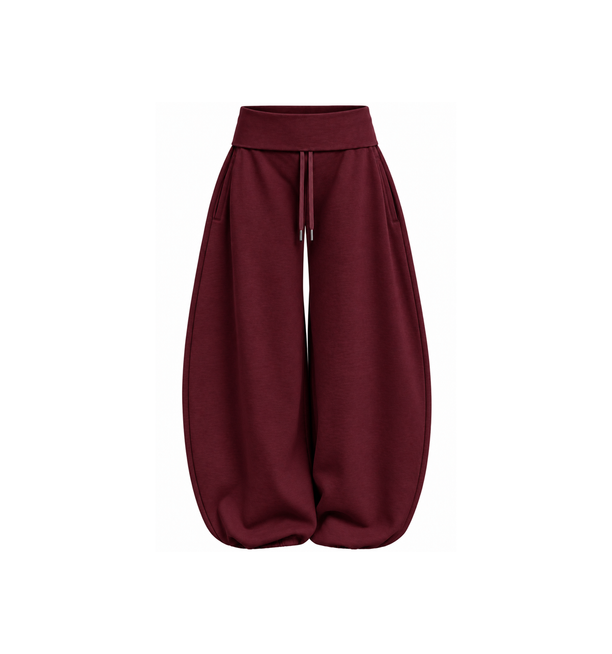 Fold-over Waistband Balloon-Leg Sweatpants