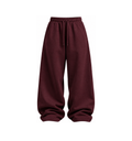 Balloon Wide-Leg Fit Sweatpants - Burgundy