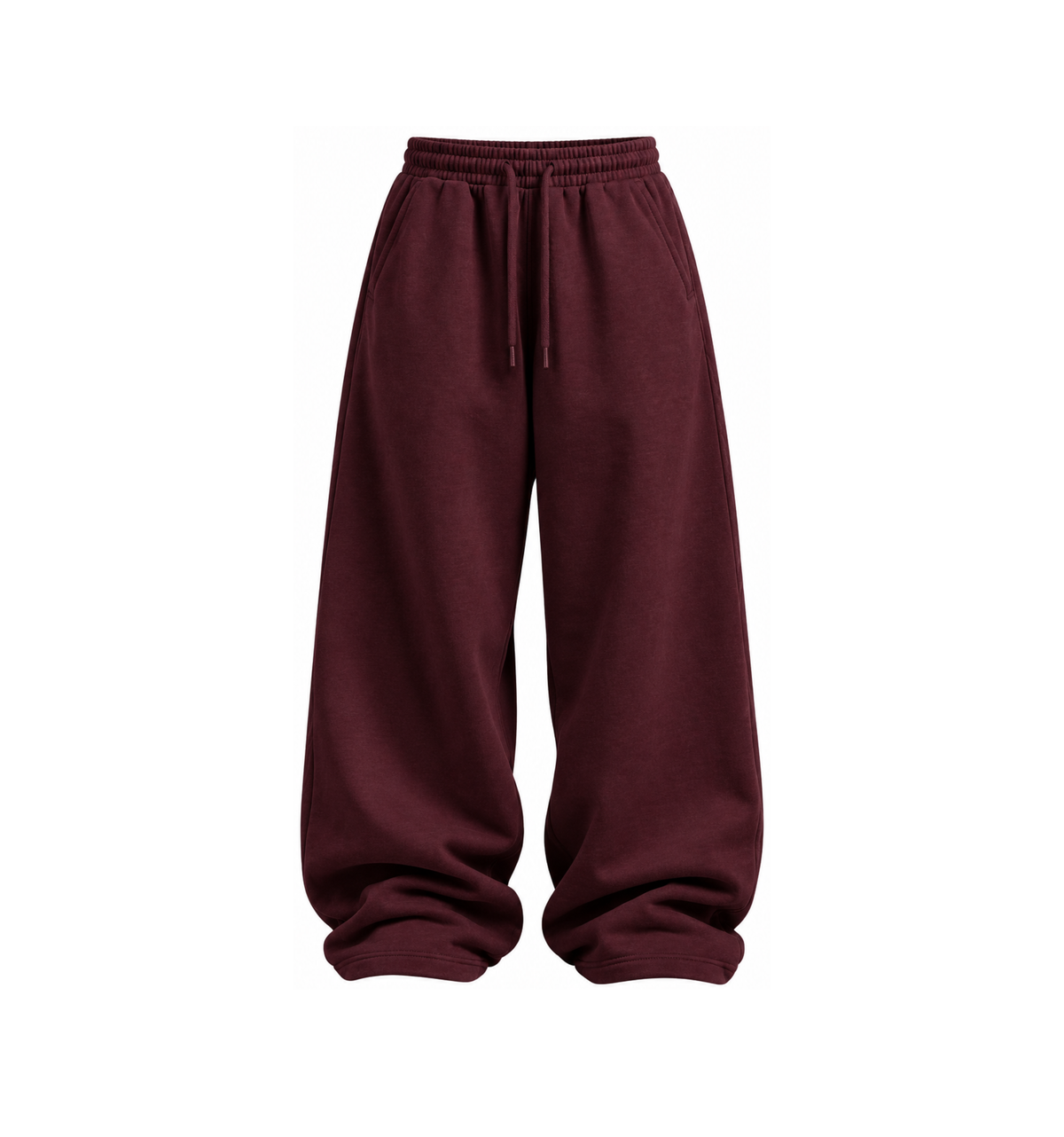 Balloon Wide-Leg Fit Sweatpants - Burgundy